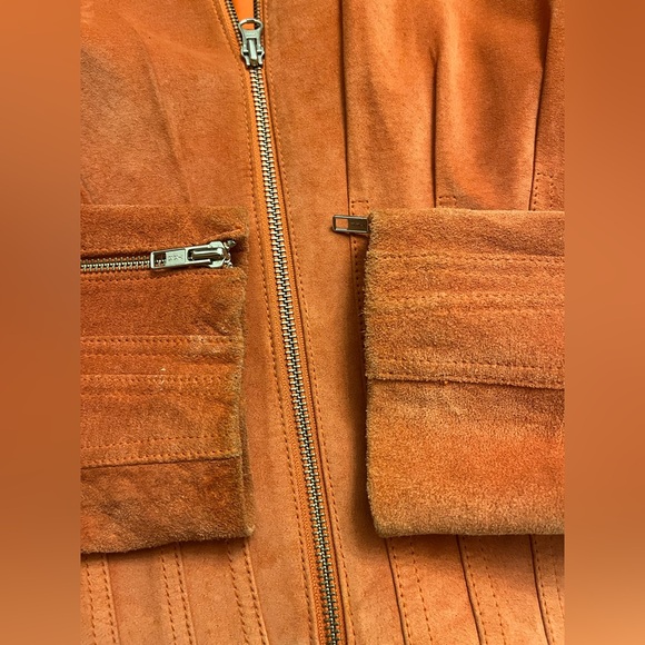 Women's Orange Leather Jacket - Picture 3 of 5